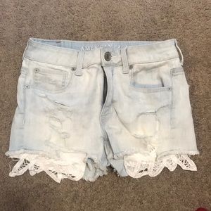High waisted distressed shorts